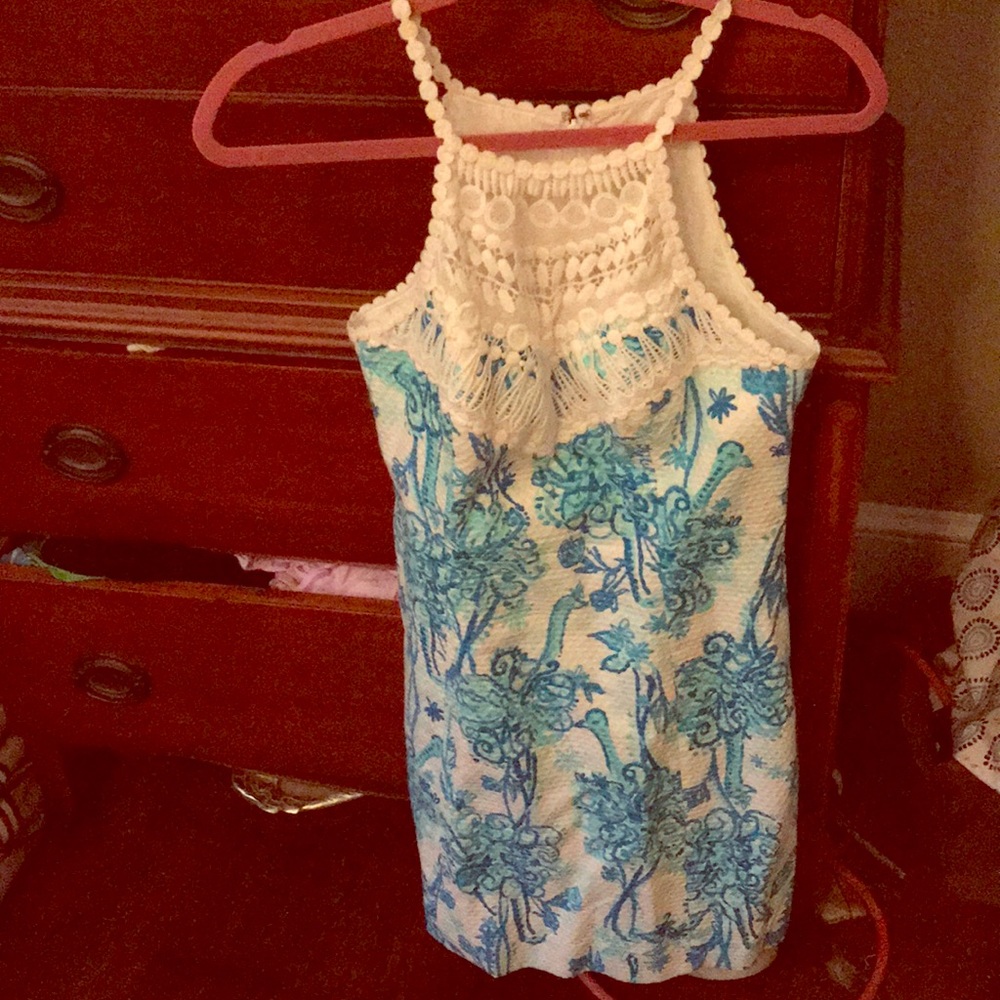 Blue and white Lilly Pulitzer pearl shift dress